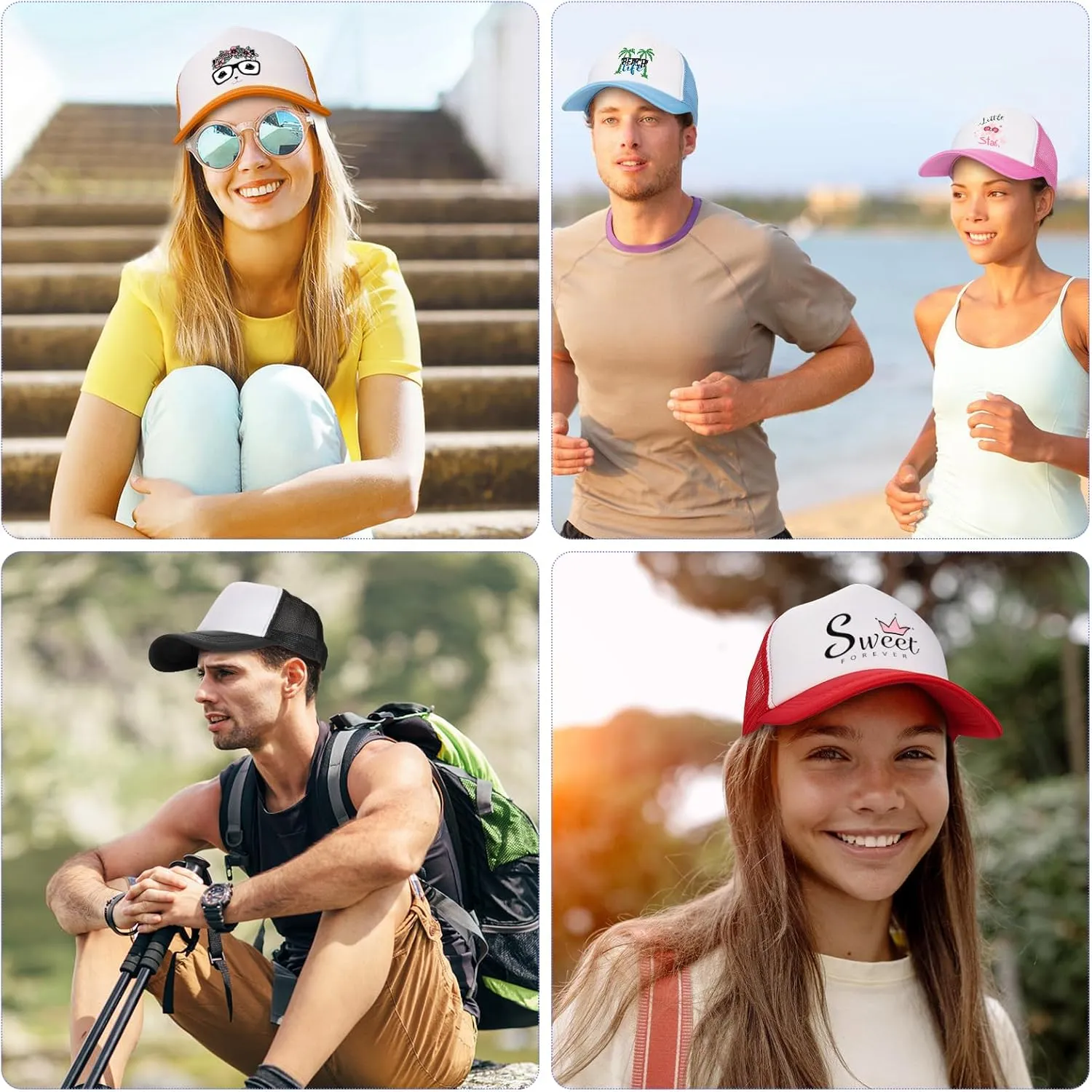 Ultrafun 10 Pack Trucker Hat Mesh Sublimation Blank Hats Adjustable Baseball Caps Hats for Men Women