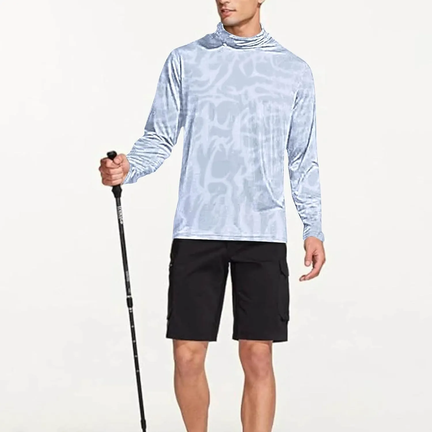 UPF 50  Shirts for Men Long Sleeve UV Sun Protection Rash Guard Fishing Shirts Lightweight Sun Hoodies with Face Mask