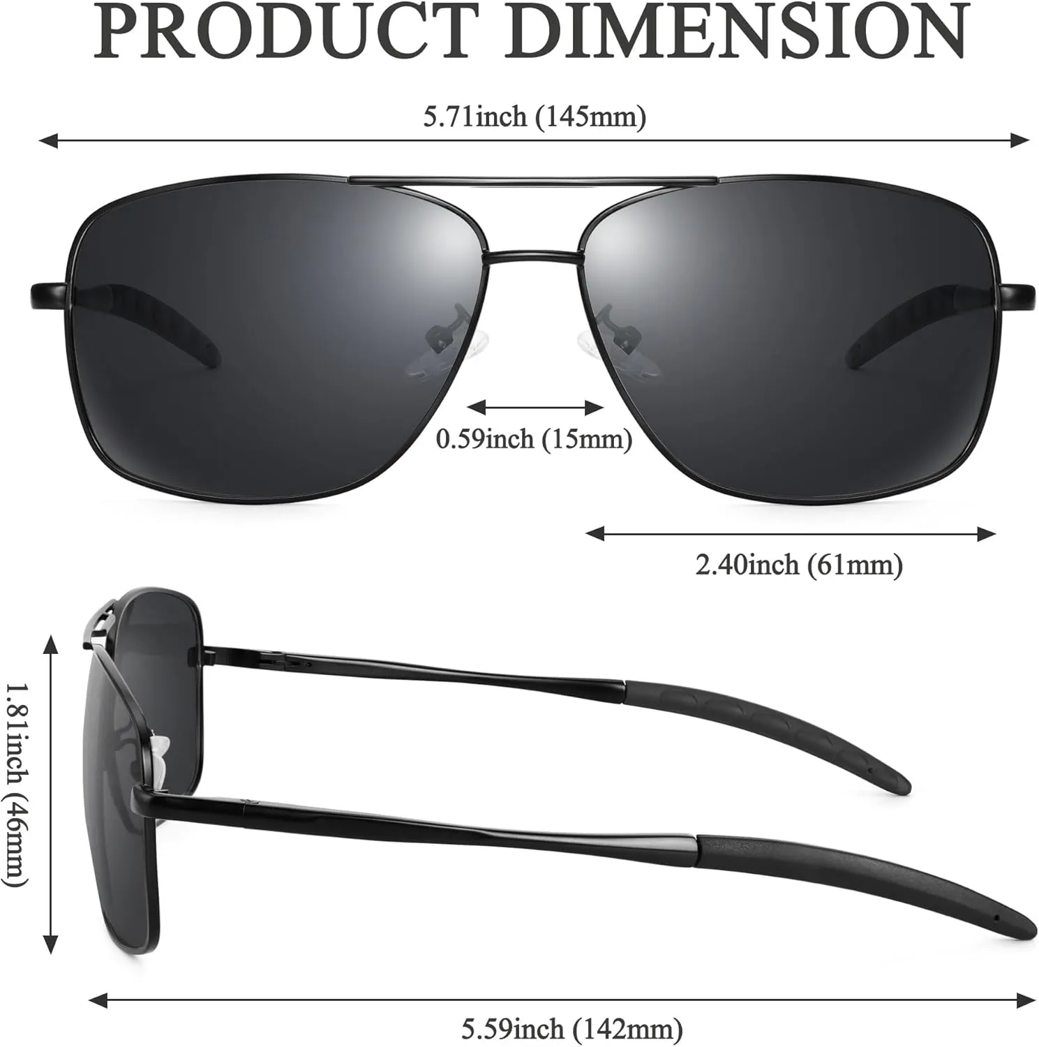 URUMQI Polarized Aviator Sunglasses for Men Women,UV400 Protection Lens, Ultra Lightweight Pilot Sun Glasses for Driving Golf