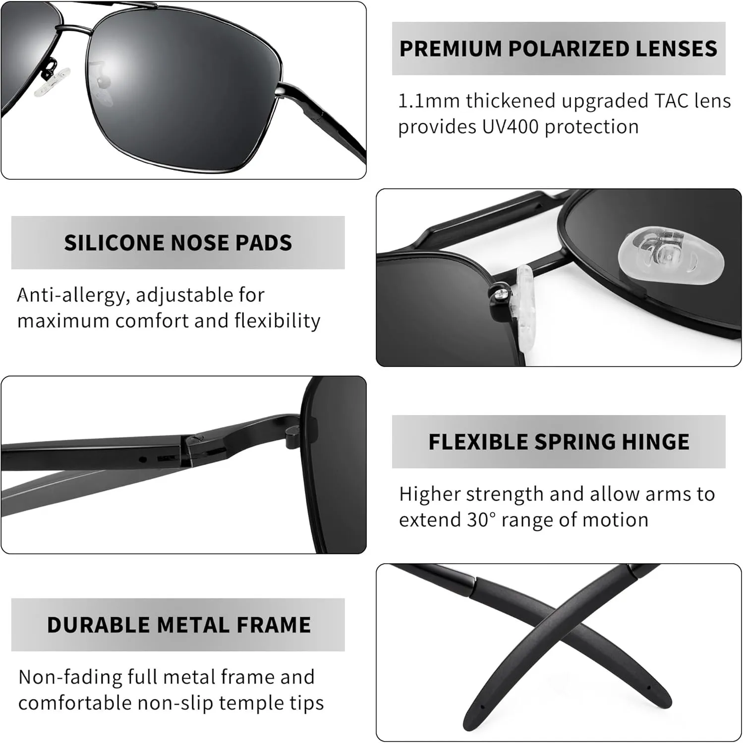 URUMQI Polarized Aviator Sunglasses for Men Women,UV400 Protection Lens, Ultra Lightweight Pilot Sun Glasses for Driving Golf