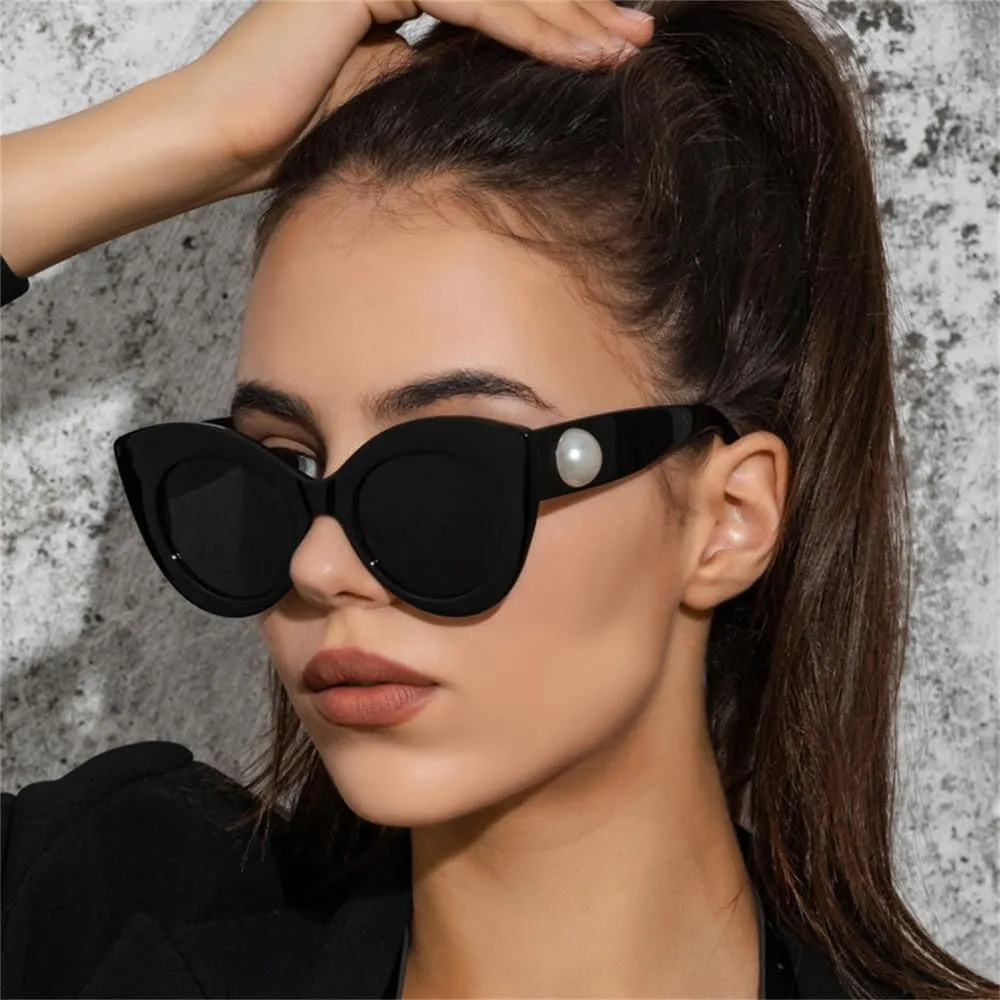 UV400 Vintage Cat Eye Sunglasses Woman Retro Driving Round Metal Frame Sun Glasses For Female Mirror