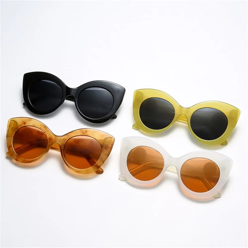 UV400 Vintage Cat Eye Sunglasses Woman Retro Driving Round Metal Frame Sun Glasses For Female Mirror