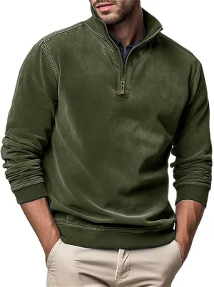 Velvet Sweatshirt Men Advantage Performance Mock Neck Thermal Long-Sleeve Quarter Zip Velour Sweaters Pullover Tops