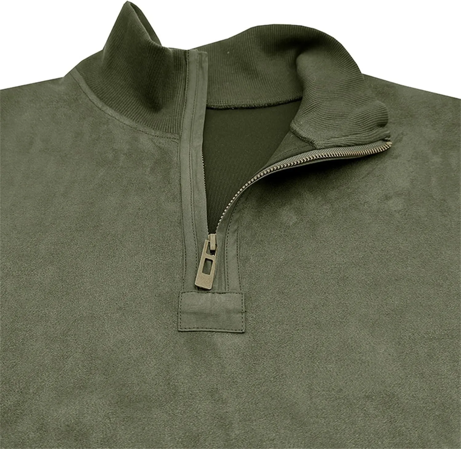 Velvet Sweatshirt Men Advantage Performance Mock Neck Thermal Long-Sleeve Quarter Zip Velour Sweaters Pullover Tops