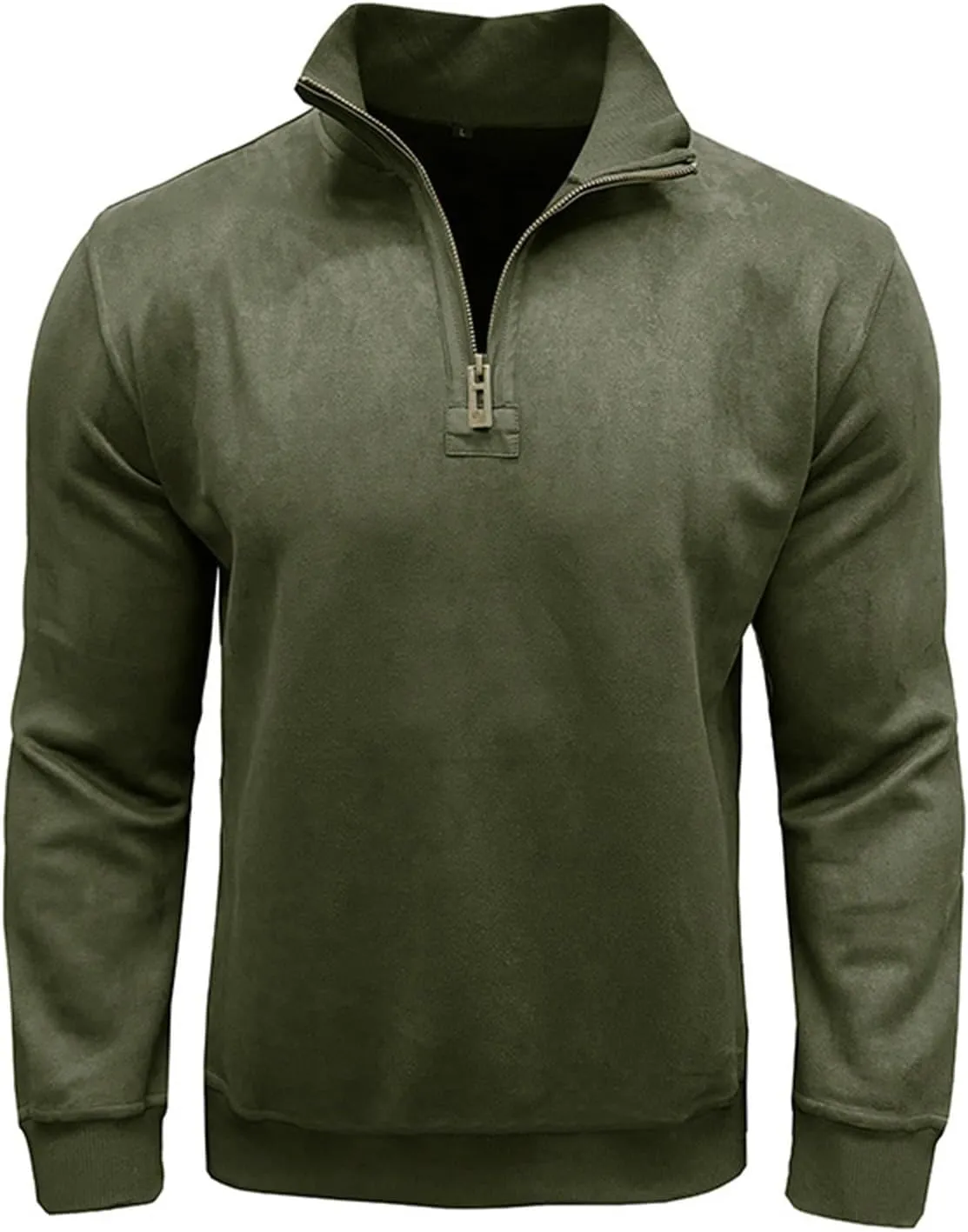 Velvet Sweatshirt Men Advantage Performance Mock Neck Thermal Long-Sleeve Quarter Zip Velour Sweaters Pullover Tops