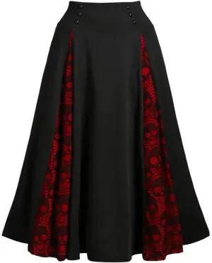 Vintage Double Breasted Pleated Skirt with Pockets Womens Fashion High Pleated Waist Goth Steampunk Midi Skirts