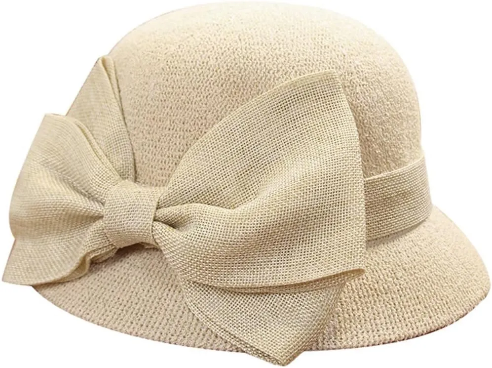 Vintage Floral Dress Cloche Hat 1920s Foldable Summer Beach Stra𝐰 Bowler Hats Sun Church Hat for Women