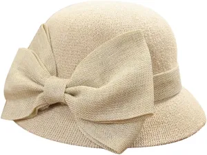 Vintage Floral Dress Cloche Hat 1920s Foldable Summer Beach Stra𝐰 Bowler Hats Sun Church Hat for Women