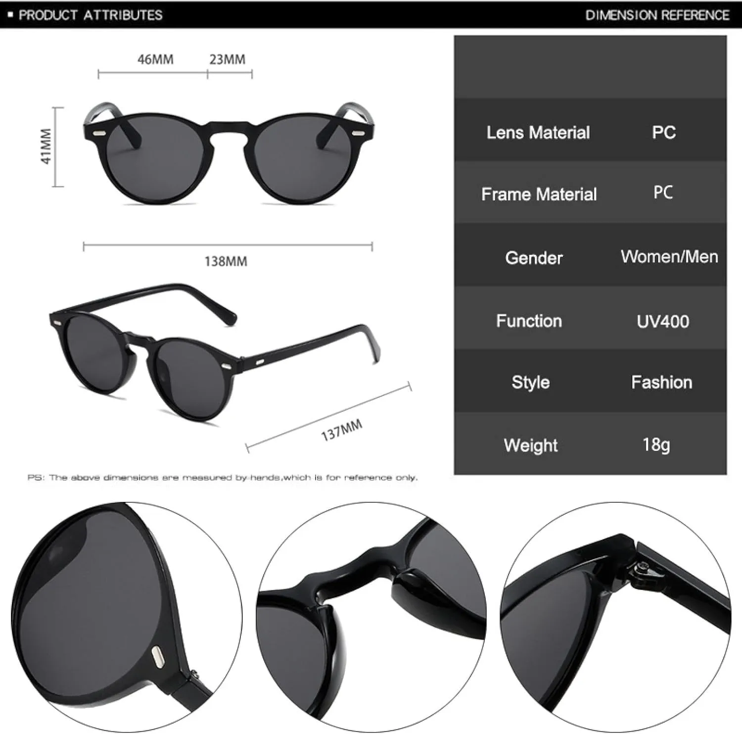 Vintage Small Round Punk Sunglasses Women Fashion Rivets Clear Gradient Uv400 Men