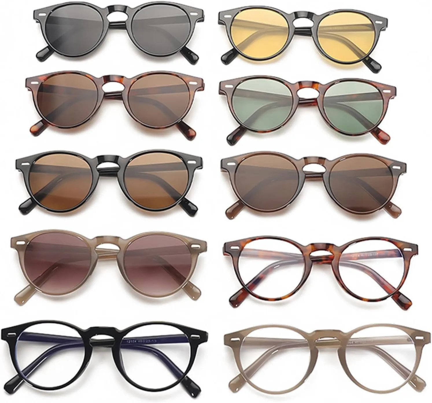 Vintage Small Round Punk Sunglasses Women Fashion Rivets Clear Gradient Uv400 Men