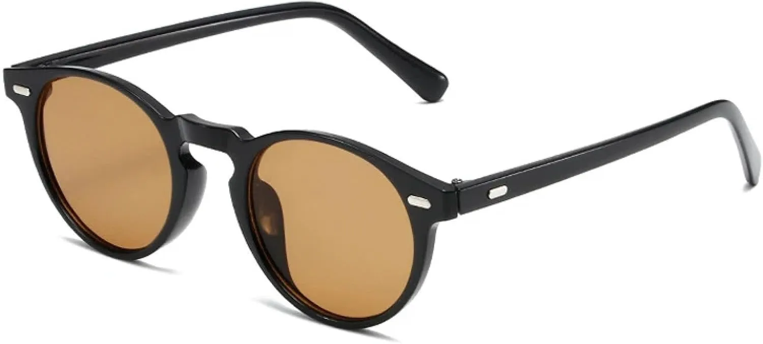 Vintage Small Round Punk Sunglasses Women Fashion Rivets Clear Gradient Uv400 Men