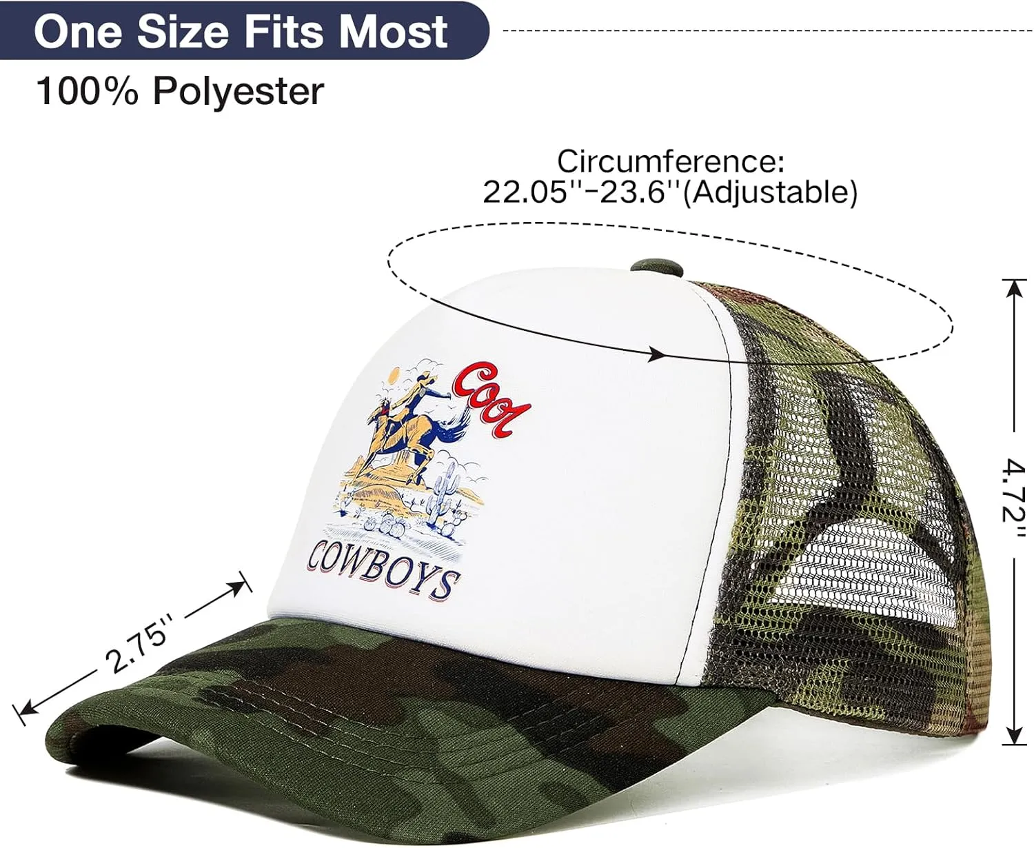 Vintage Trucker Hats Men Women Funny Cute Cowboys Trucker Hats Country Caps Adjustable Snapback Retro Trendy