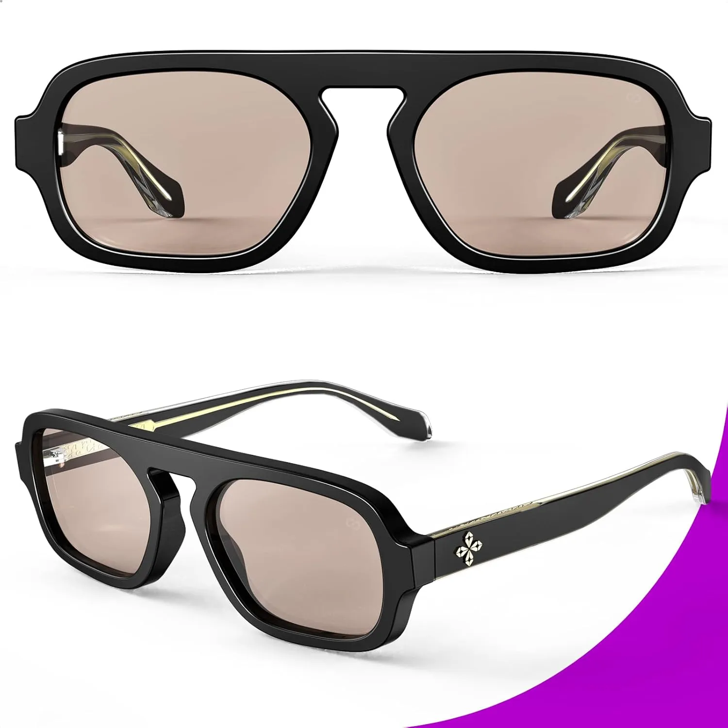 VISOONE Aviator Trendy Sunglasses for Women Men 70s Flat Top Large Retro Fashion Shades Jane
