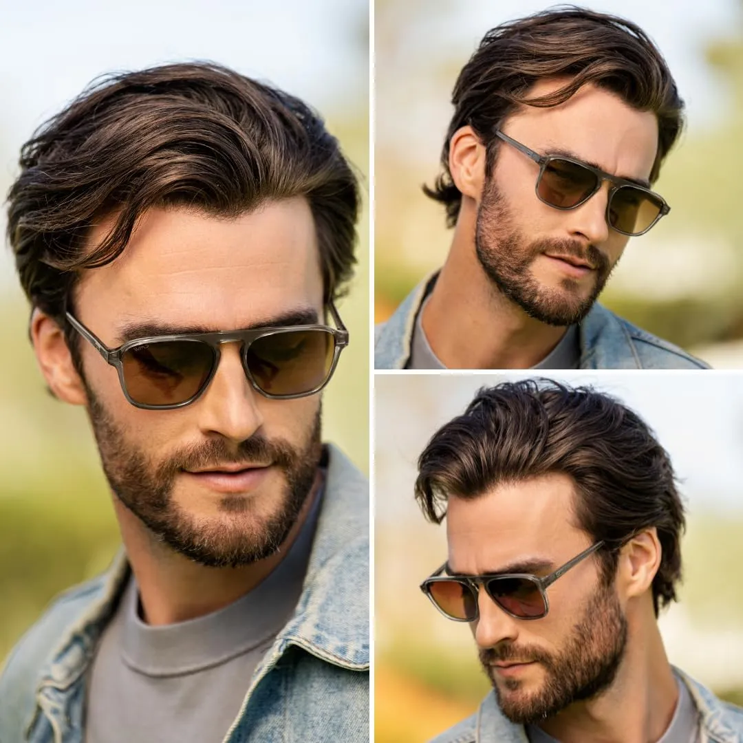 WearMe Pro Polarized Modern Aviator One-Bridge Square Mens Sunglasses