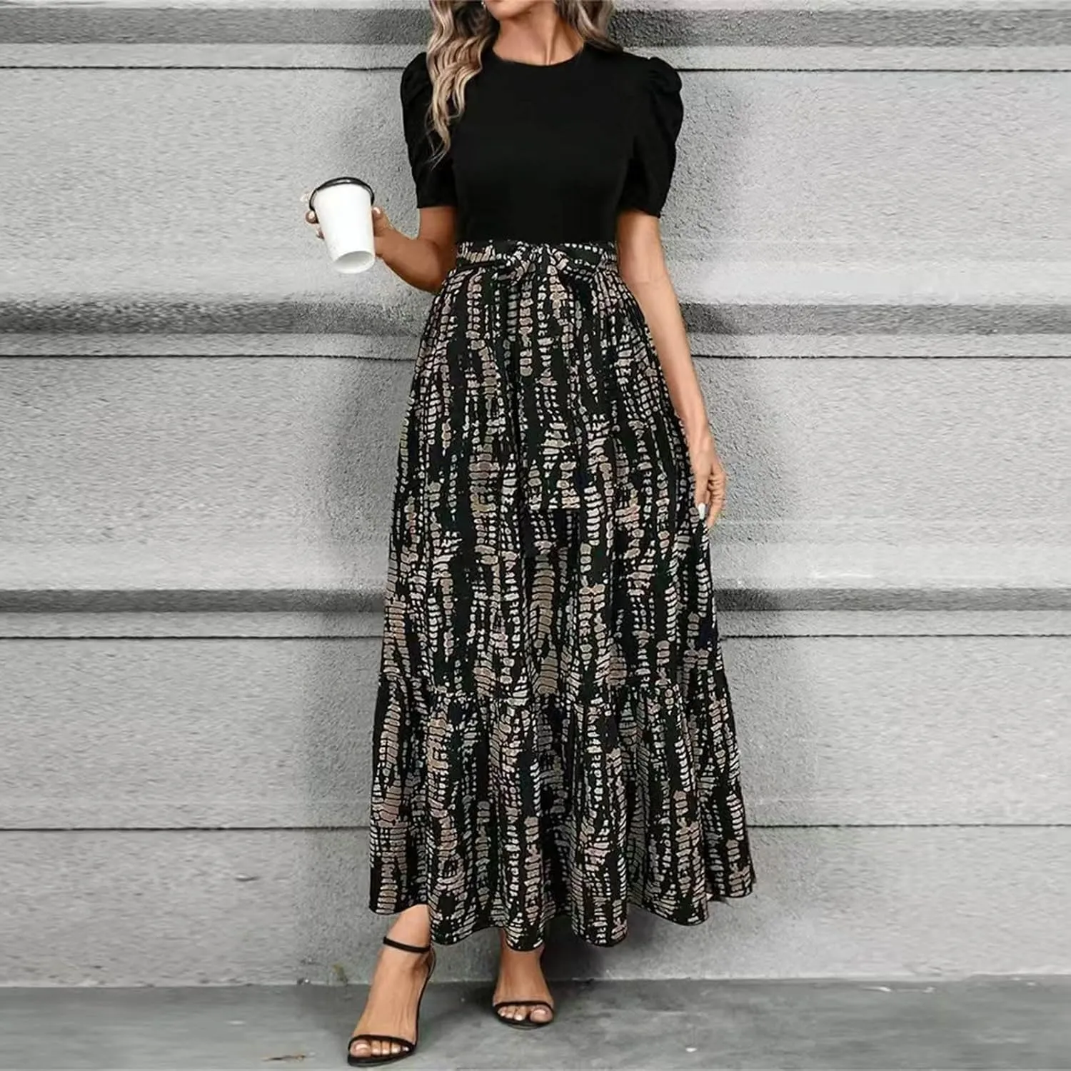 Wedding Guest Dresses for Women, Womens Easter Dresses Plus Size Formal Patchwork Spring Summer Dress 2025