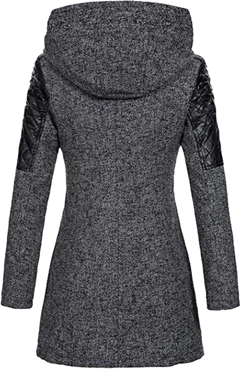 Winter Coat for Women Zip Up Wool Blend Jackets Asymmetric Hooded Patchwork Novelty Trendy 2024 Fall/Winter Jackets