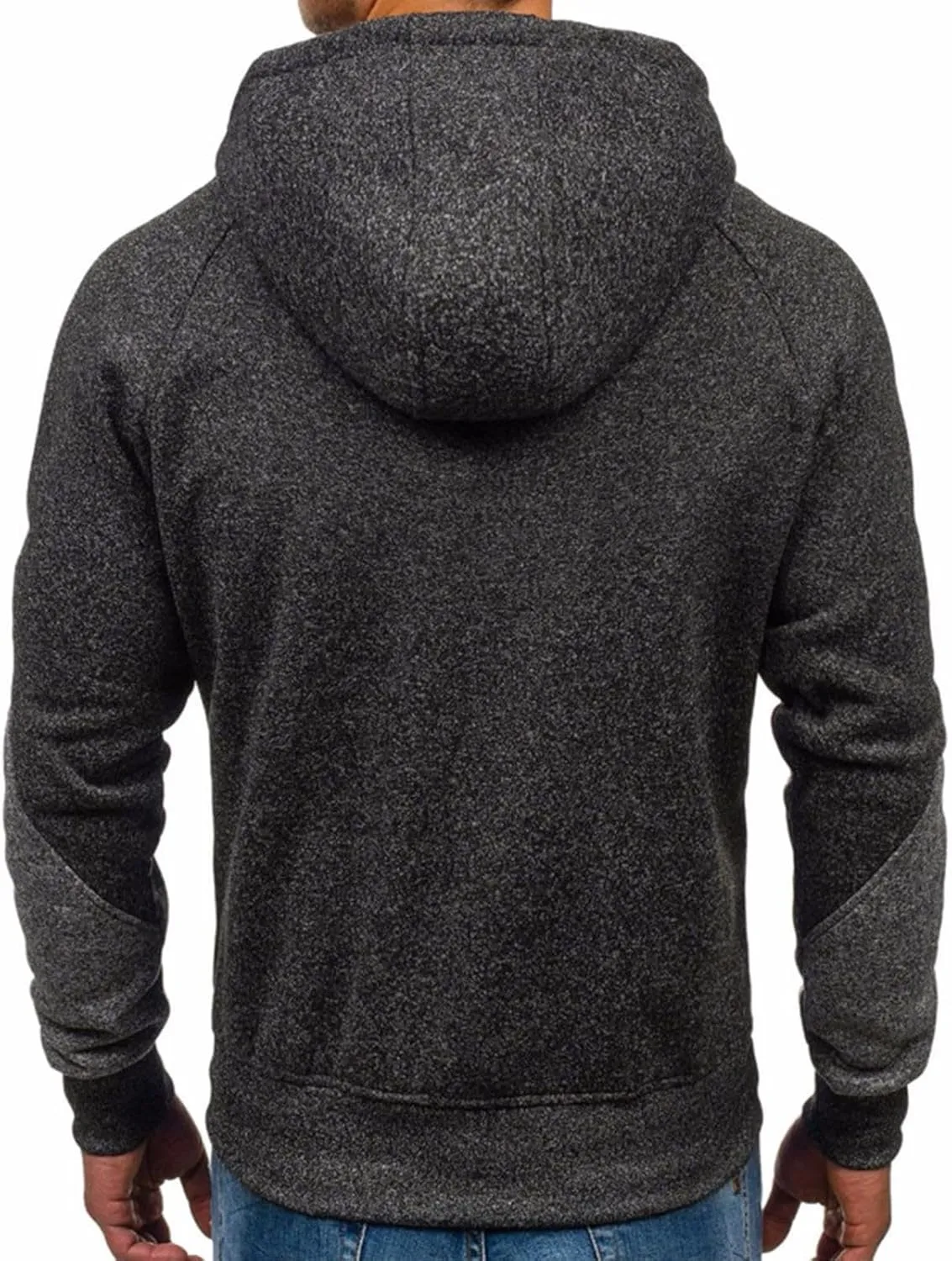 Winter Coats For Men Solid Hooded Zipper Warm Cardigan Knitted Coat Washed Duck Sherpa-Lined Utility Jacket Peacoat
