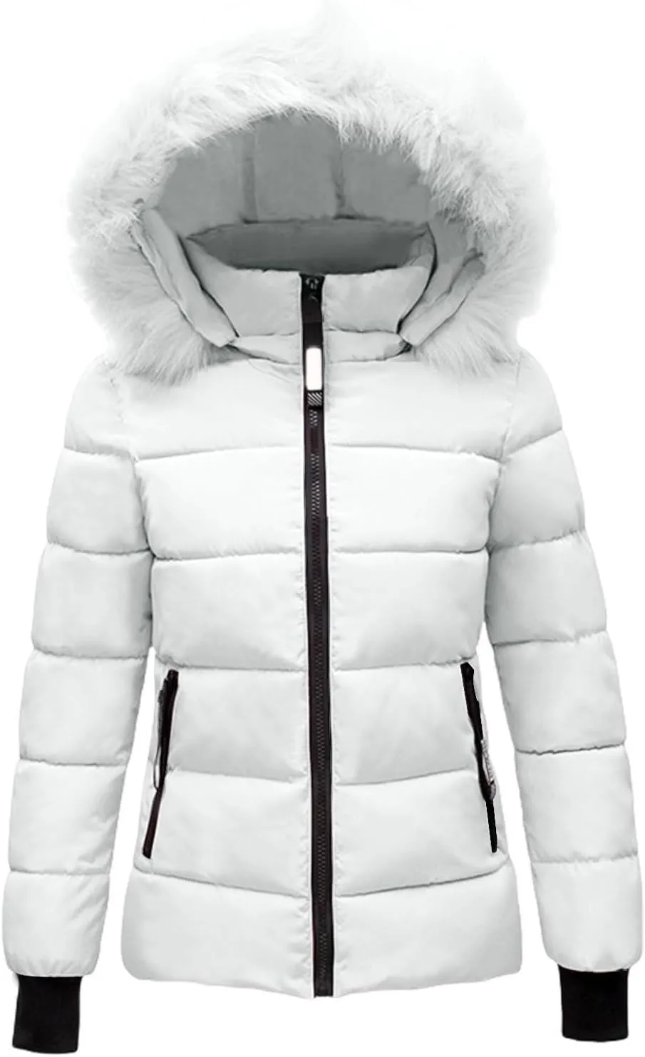 Winter Hooded Puffer Jacket for Women Trendy Loose Quilted Chunky Thermal Outwears Long Sleeve Waterproof Casual Coat