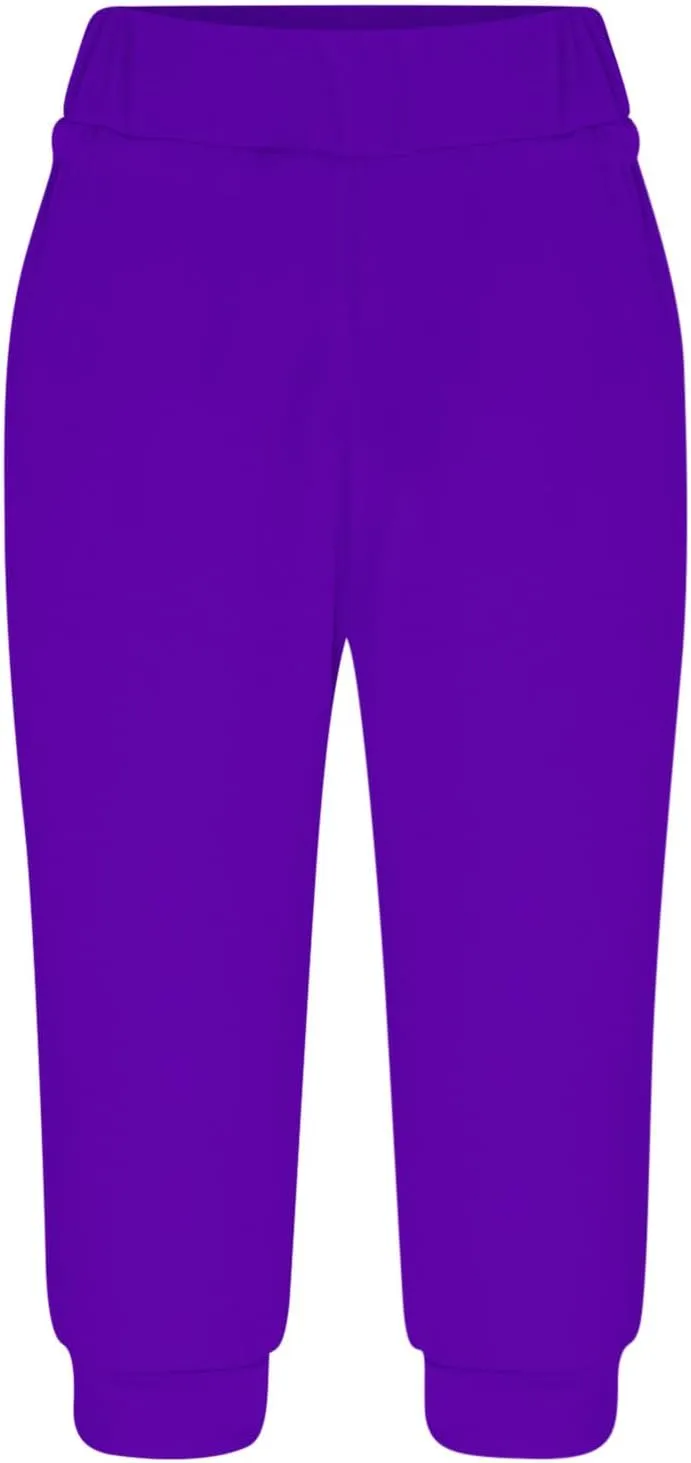 Wkishenl Women's Capri Joggers Summer Elestic Solid Color Capri Pants Cuffed Athletic Casual Soft Sweatpants with Pockets