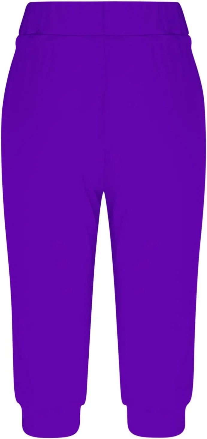 Wkishenl Women's Capri Joggers Summer Elestic Solid Color Capri Pants Cuffed Athletic Casual Soft Sweatpants with Pockets