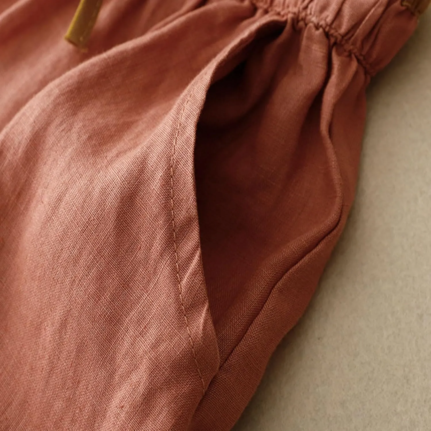 Women Embroidery Cotton Linen Skirt Drawstring Waist A Line Flowy Skirts Slit Color Block Boho Dress with Pockets