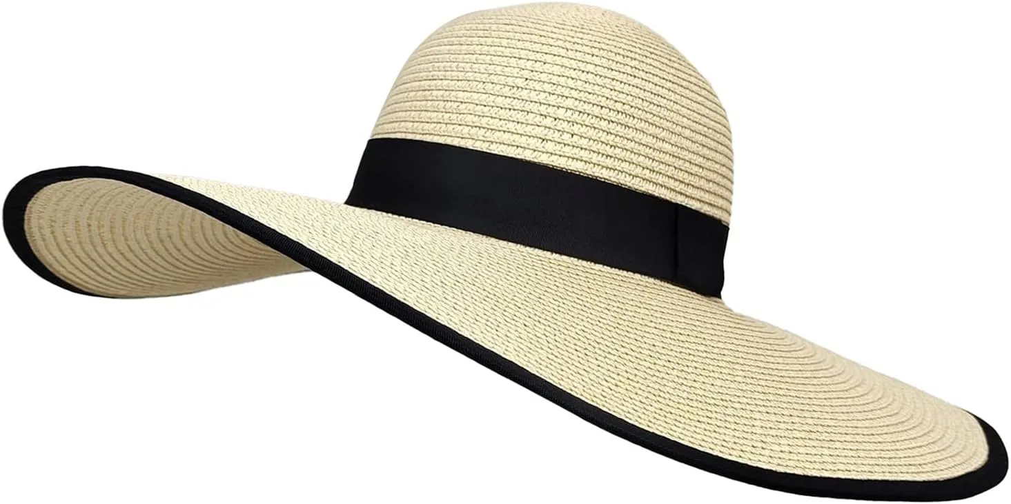 Women Girls Spring Summer Straw Hats Bohemia Woven Wide Brim Hat Cute and Floppy Sun Visor Cap for Holiday Travel Coffee