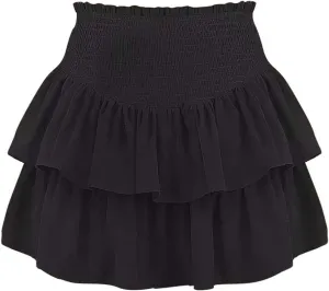 Women High Elastic Waist Pleated Mini Skirt Casual Boho Ruffle Tiered Skorts Basic Stretchy Flared Inner Shorts Skirts