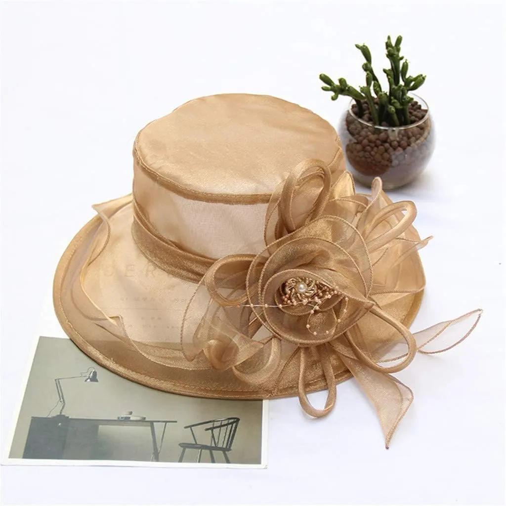 Women Lace Retro Wedding Tea Fascinator Hat Bridal Short Brim Roll up Sun Hat Sunshade Hat Fedora Foldable Lightweight
