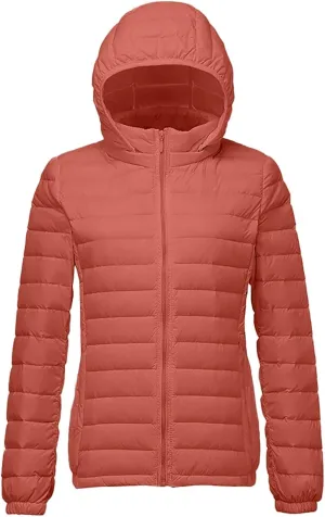 Women Puffer Jacket Hooded Warm Lightweight Packable Quilted Puffer Coat Outwear