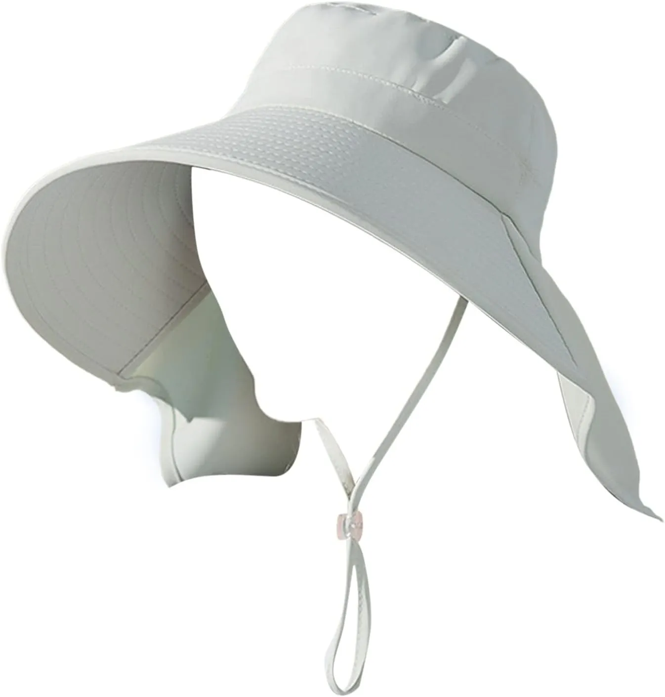 Women Summer Wide Brim Shawl Sun Hats Sunscreen Fisherman Cap Outdoor Travel Ponytail Hole Visors Hat with Strings