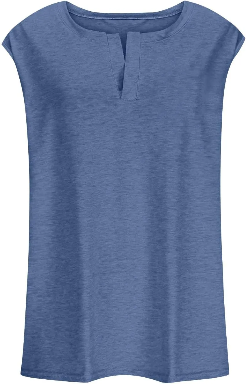 Women Tank Tops 2025 Cotton Plus Size Loose V Neck Shirt Sleeveless Tee Casual Summer Blouse Workout Basic Comfy Tunic