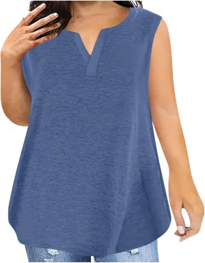 Women Tank Tops 2025 Cotton Plus Size Loose V Neck Shirt Sleeveless Tee Casual Summer Blouse Workout Basic Comfy Tunic