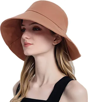 Women Trendy Sun Bucket Hat Cotton Hats Teens Girls Wide Brim Floppy Summer Beach Caps Cute Fedora Hat UV Protection