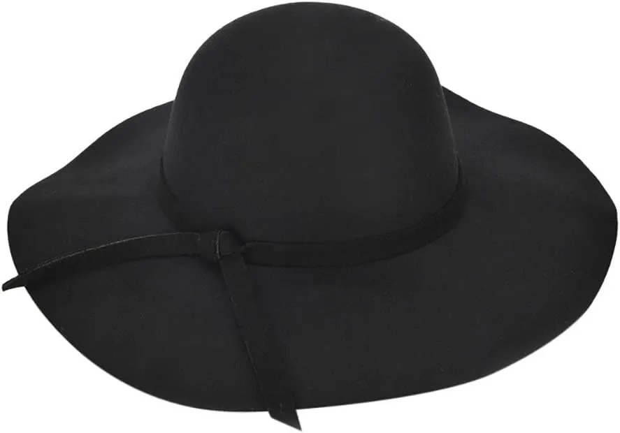 Women Wide Brim Fedora Hats Floppy Wool Felt Bowler Beach Hat Sun Cap Summer
