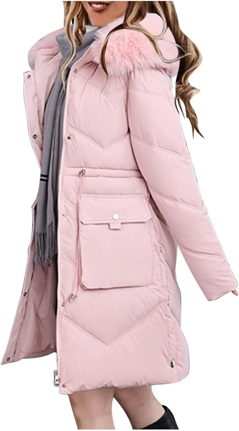 Women Winter Coats Long Hooded Lightweight Puffer Jackets Plus Size Thicken Quilted Jackets Parkas Down Coats Outerwear