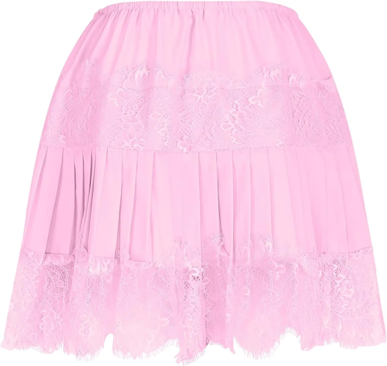 Women Y2k Lace Mini Skirt Low Rise Pleated Ruffle Half Slip Skirt Layered Flowy Short Skirt Streetwear Summer Underskirt 2025