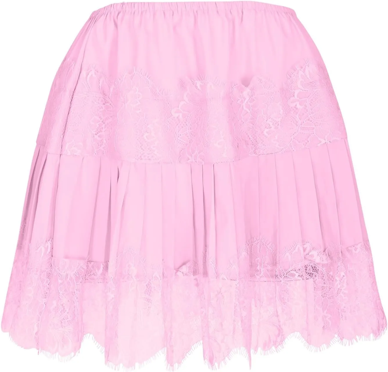 Women Y2k Lace Mini Skirt Low Rise Pleated Ruffle Half Slip Skirt Layered Flowy Short Skirt Streetwear Summer Underskirt 2025