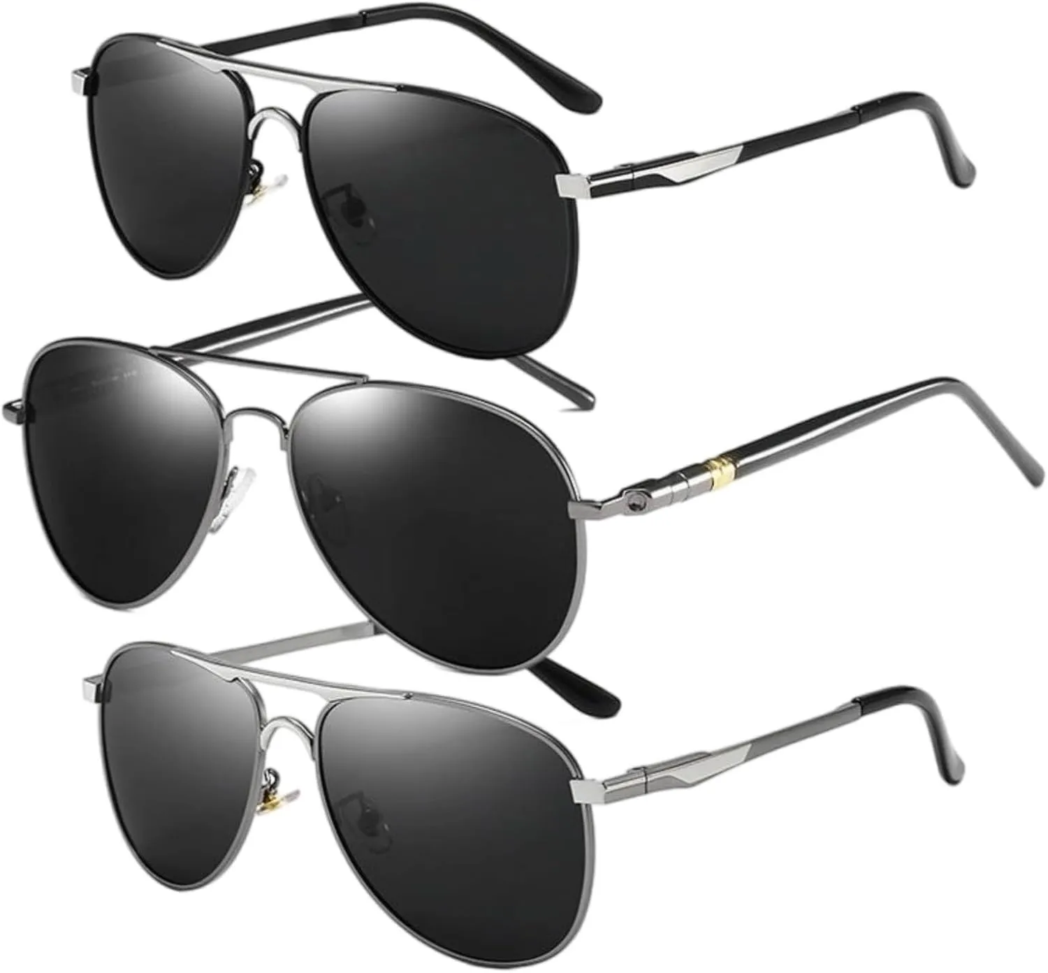 Women's Aviator Sunglasses Polarized Retro Luxury Metal Frame UV400 Protection Lightweight Unisex Pilot Sunglasses for Driving, Fishing & Outdoor(GunBlack Silver Gun)