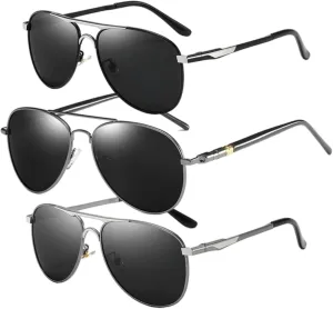 Women's Aviator Sunglasses Polarized Retro Luxury Metal Frame UV400 Protection Lightweight Unisex Pilot Sunglasses for Driving, Fishing & Outdoor(GunBlack Silver Gun)