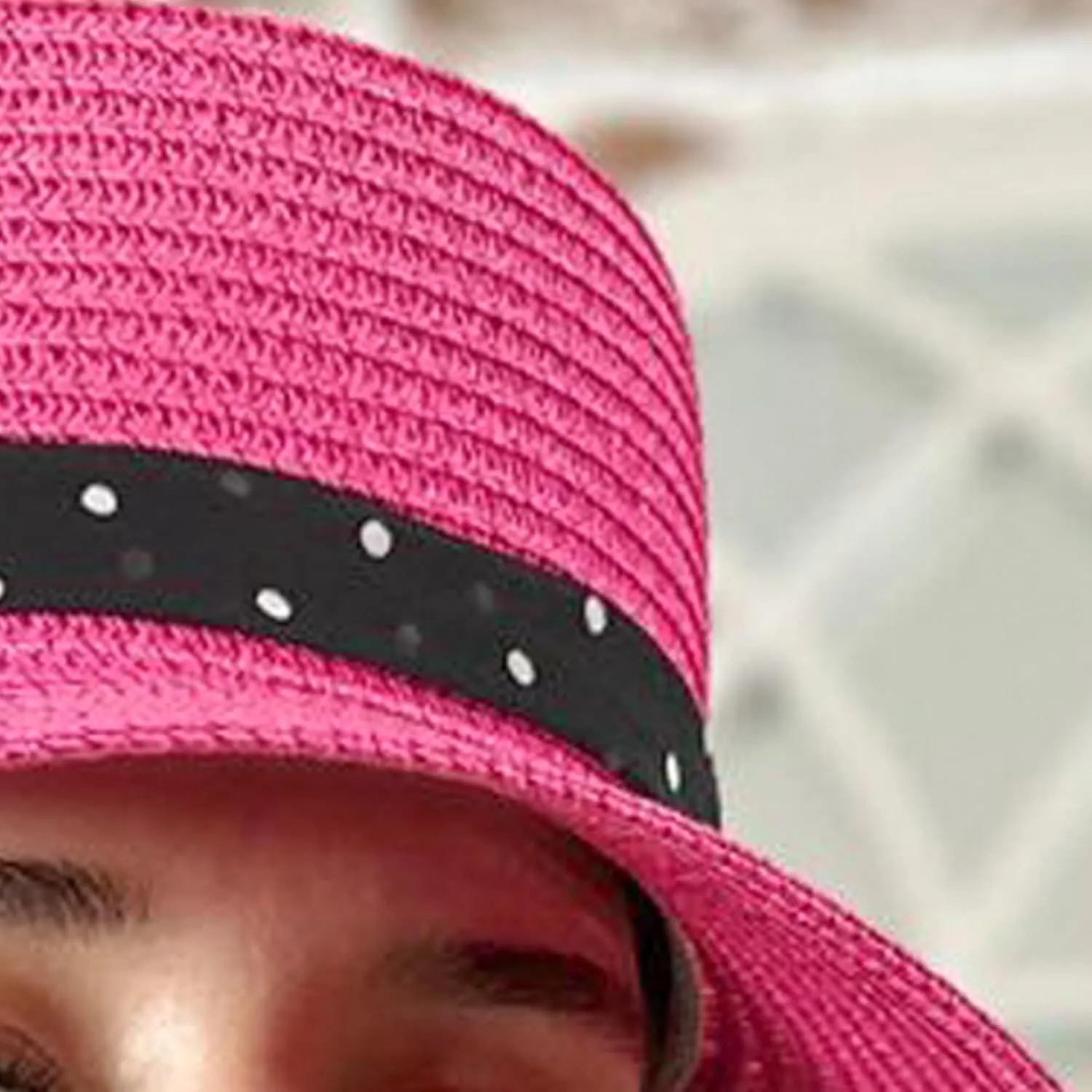 Womens Beach Straw Sun Hat Wide Brim Spotted Sun Hat | Women Floppy Hats Cowboy hat Beach hat UPF 50 UV Protection Summer