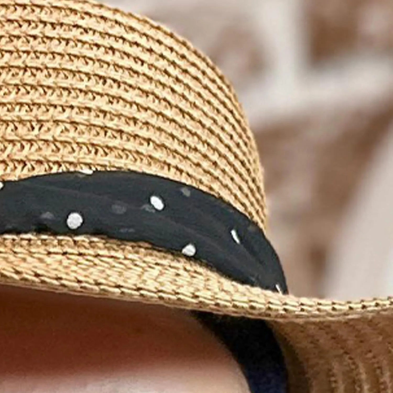Womens Beach Straw Sun Hat Wide Brim Spotted Sun Hat | Women Floppy Hats Cowboy hat Beach hat UPF 50 UV Protection Summer