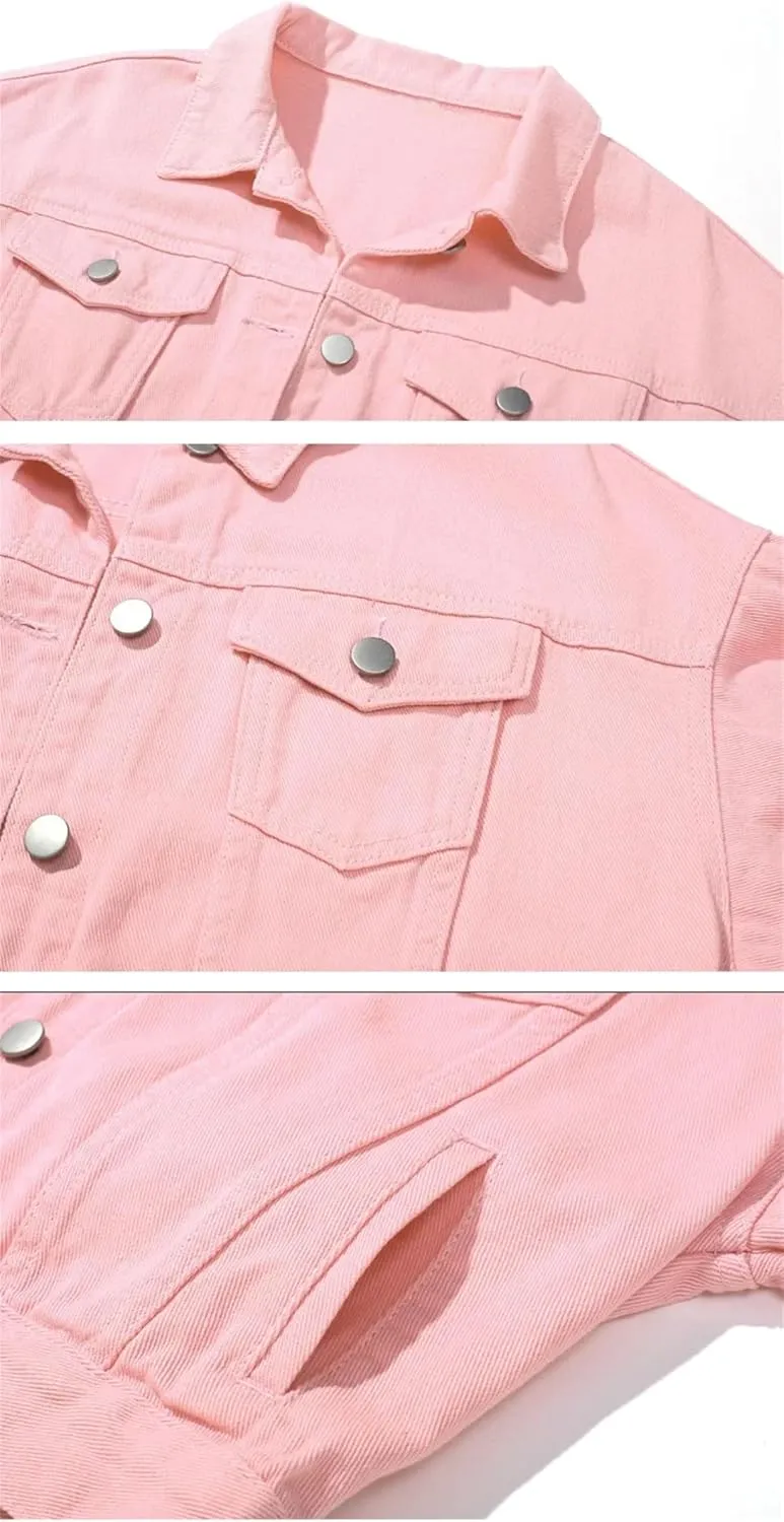Women's Boyfriend Fit Denim Jacket For Women Loose Short Jean Jacket Tops Vintage Washed Denim Coats