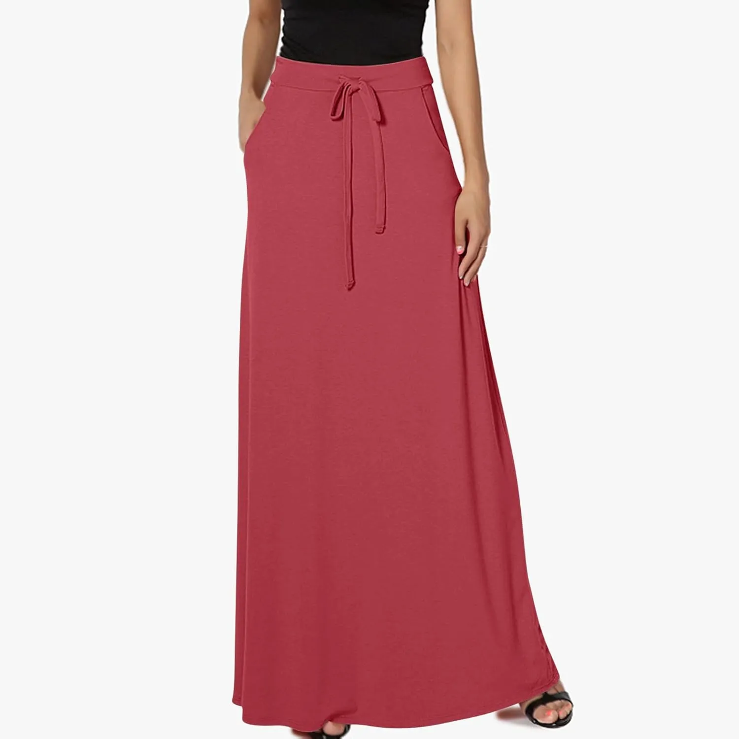 Womens Business Casual Pencil Skirt Solid Elastic High Waist Maxi Skirts 2024 Dressy Going Out Work Long Skirts
