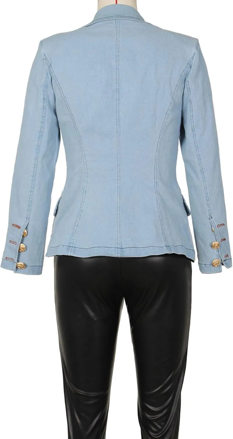 Womens Casual Loose Denim Jacket Office Blazers Cardigans Work Suits