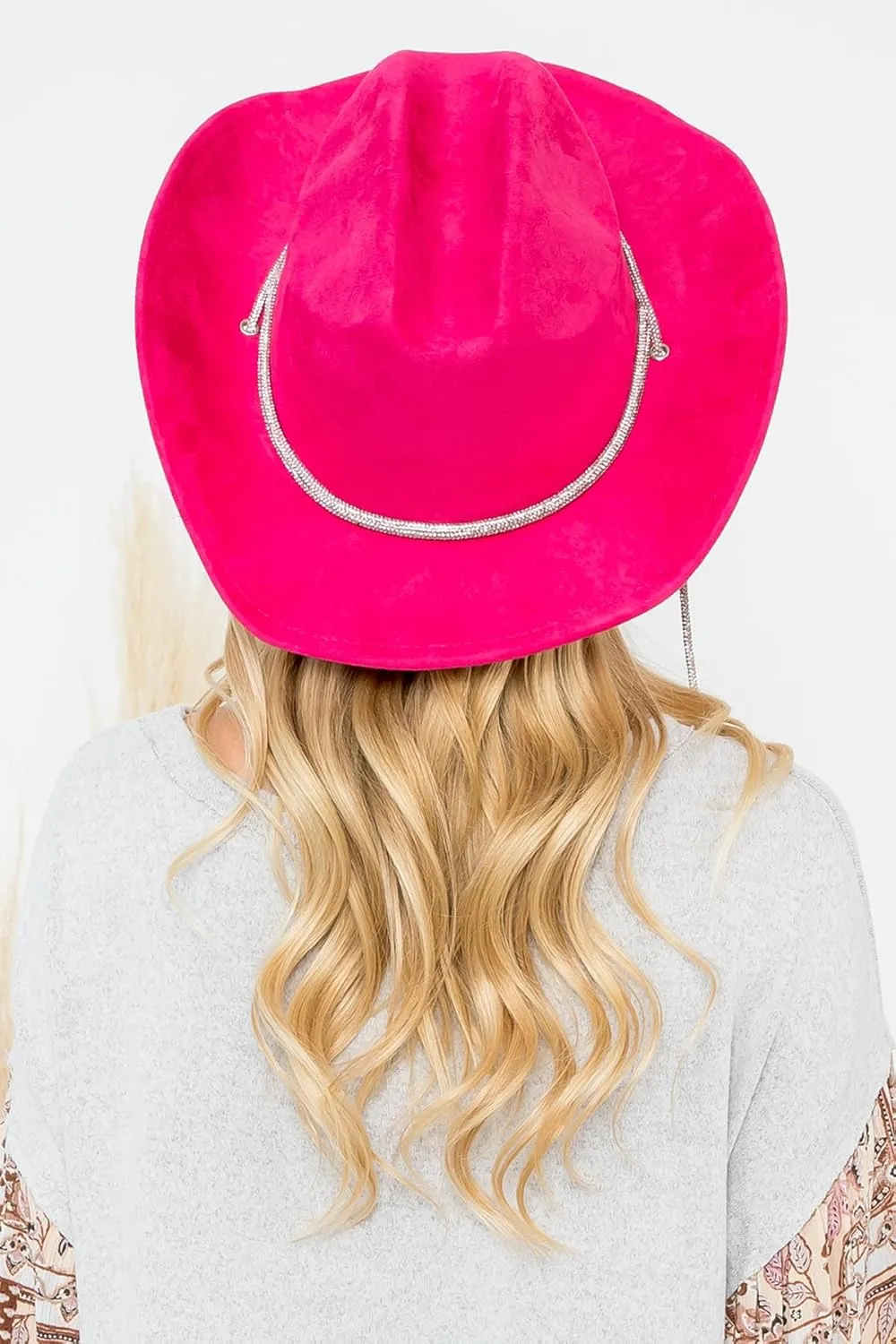 Women's Classic Wide Brim Felt Fedora Travel Western Fashion Hat, Adjustable Hat Band Rhinestone Glittered Lace