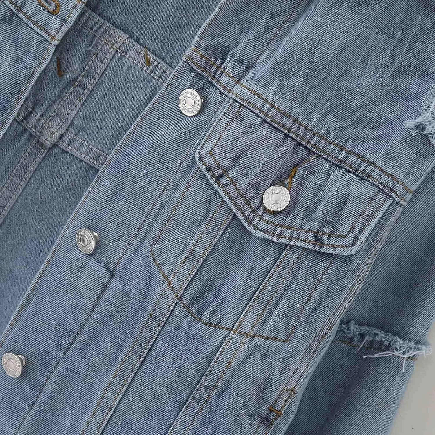 Womens Cropped Denim Jackets 2024 Trendy Button Up Shacket Fall Spring Long Sleeve Jean Coats Retro Petite Denim Coat
