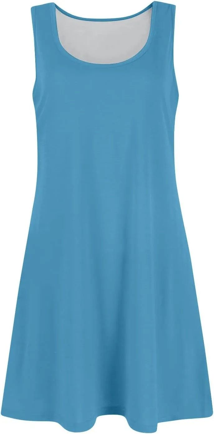 Womens Dress Shirts Summer Sleeveless Tank Dress Sundresses Short Dresses Casual Spring Boho Floral Dresses with Pocket