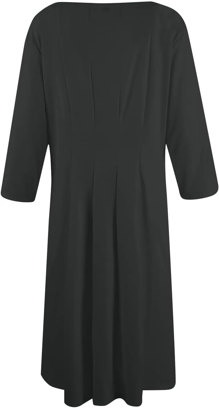 Womens Dress Summer 3/4 Sleeve A Line Dress Solid Plain Pleated Midi Dresses Spring Flowy Beach Dresses with Pocket