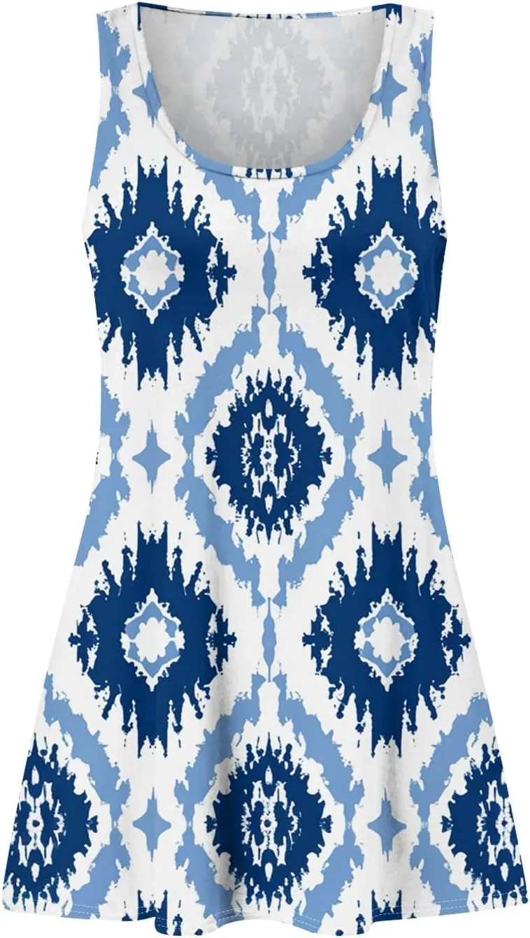 Womens Dresses Casual Summer Tank Dress Sundresses Sleeveless Short Dresses Office Spring Flowy Dress with Pocket