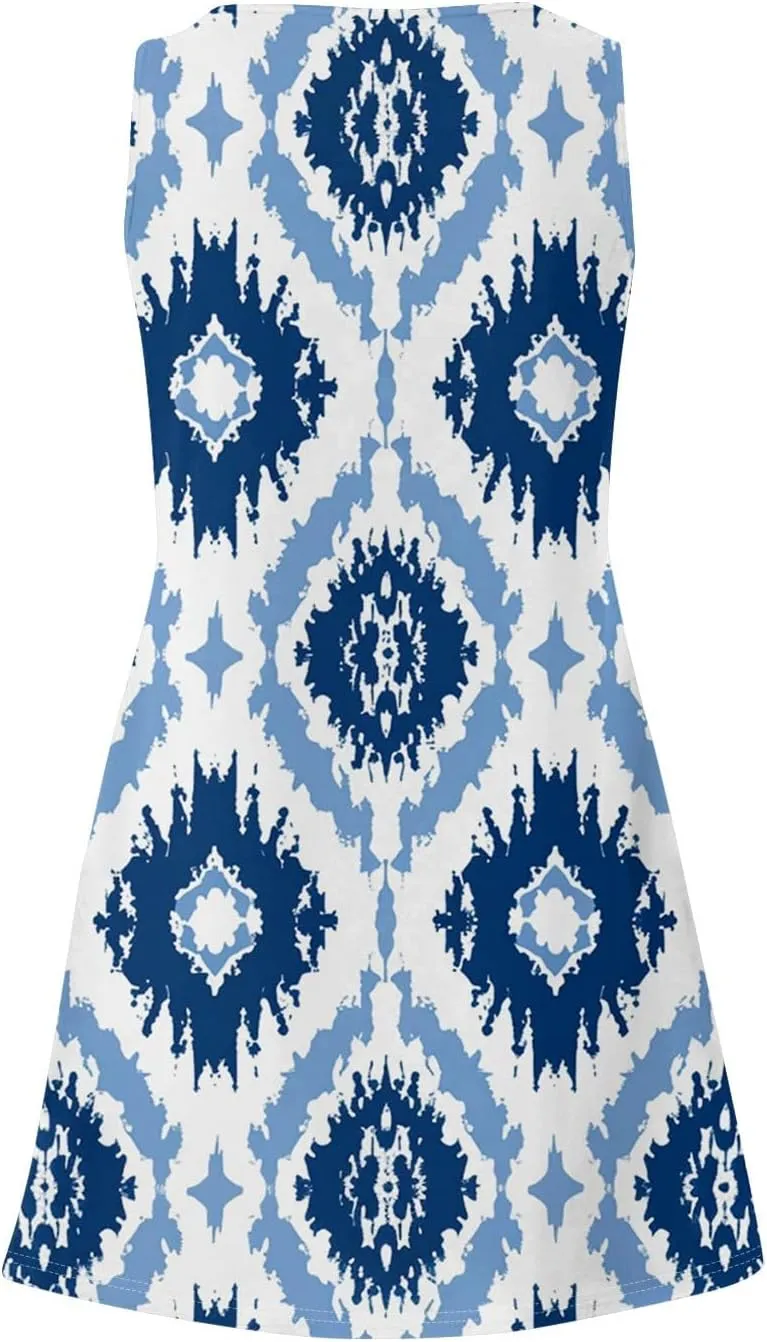 Womens Dresses Casual Summer Tank Dress Sundresses Sleeveless Short Dresses Office Spring Flowy Dress with Pocket